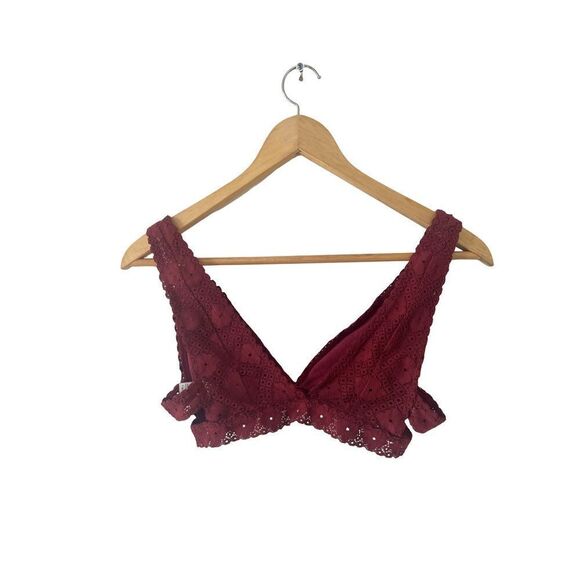 Aerie Berry Red Pointelle Pullover Bralette - Picture 2 of 4